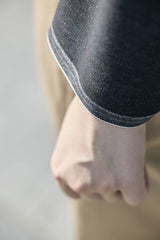 (春秋)スーパーファインメリノウール100%ワイドショートデニムジャケット 17.5μ-Super120‘s