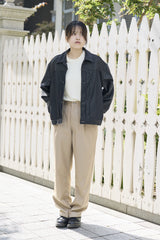 (春秋)スーパーファインメリノウール100%ワイドショートデニムジャケット 17.5μ-Super120‘s