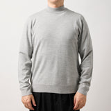 ウルトラファインメリノウール100%モックネックセーター 15.5μ-Super160's