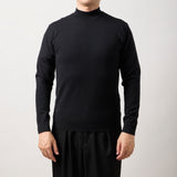 ウルトラファインメリノウール100%モックネックセーター 15.5μ-Super160's