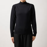 ウルトラファインメリノウール100%モックネックセーター 15.5μ-Super160's