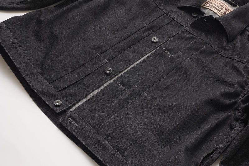 (春秋)スーパーファインメリノウール100%ワイドショートデニムジャケット 17.5μ-Super120‘ｓ