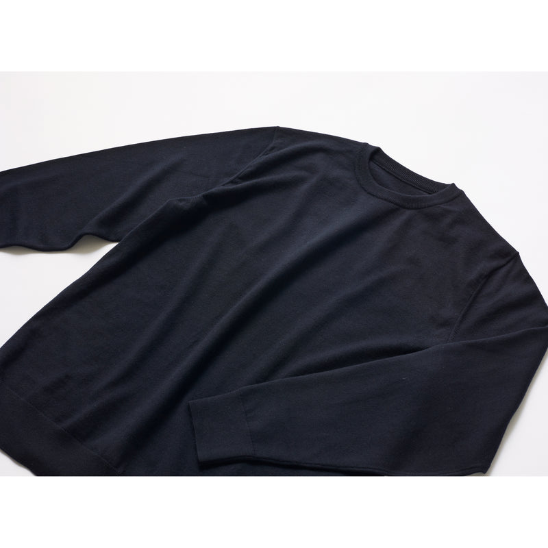 ウルトラファインメリノウール100%クルーネックセーター　15.5μ-Super160's