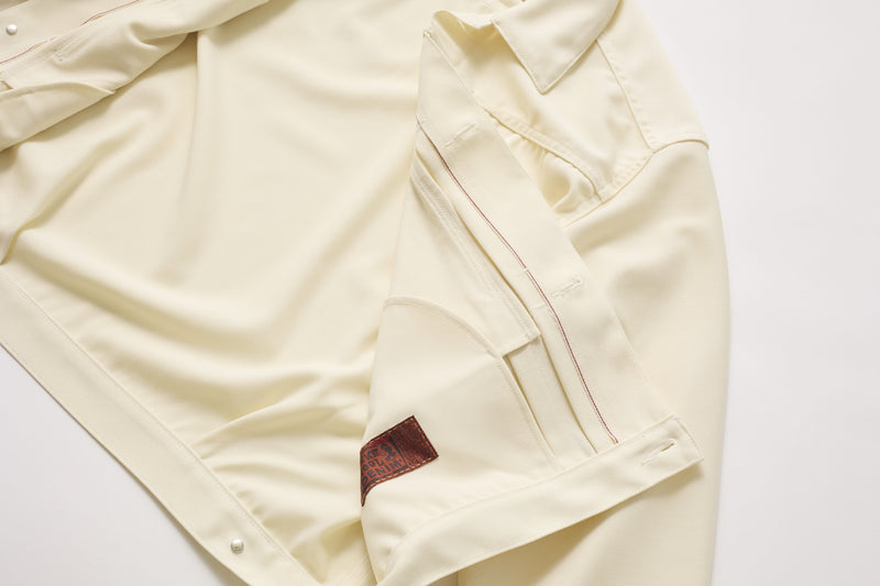 (春秋)スーパーファインメリノウール100%ワイドショートデニムジャケット 17.5μ-Super120‘ｓ