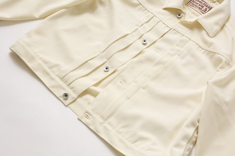 (春秋)スーパーファインメリノウール100%ワイドショートデニムジャケット 17.5μ-Super120‘ｓ