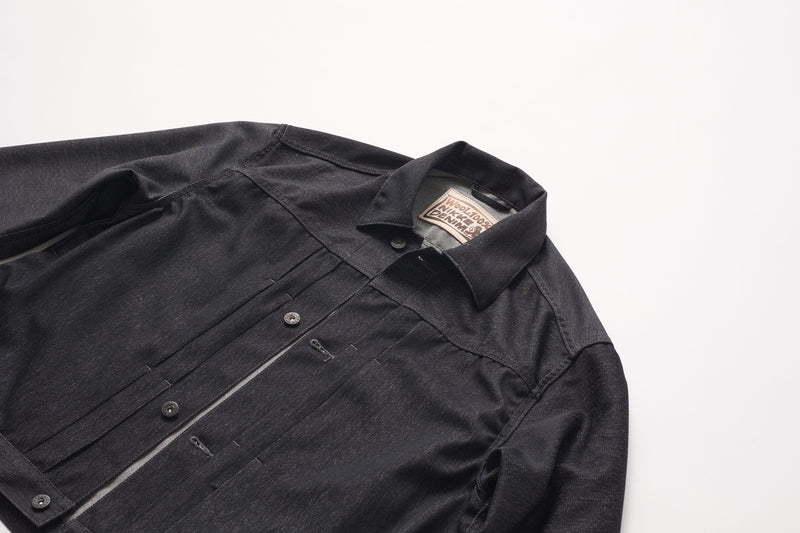 (春秋)スーパーファインメリノウール100%ワイドショートデニムジャケット 17.5μ-Super120‘ｓ