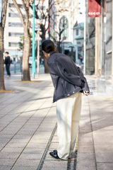 【NEW　冬デニムパンツ】スーパーファインメリノウール100%ワイドワンタックデニムパンツ17.5μ-Super120's