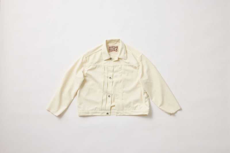 (春秋)スーパーファインメリノウール100%ワイドショートデニムジャケット 17.5μ-Super120‘ｓ