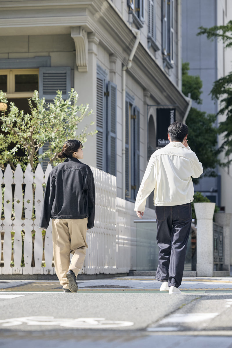 (春秋)スーパーファインメリノウール100%ワイドショートデニムジャケット 17.5μ-Super120‘ｓ