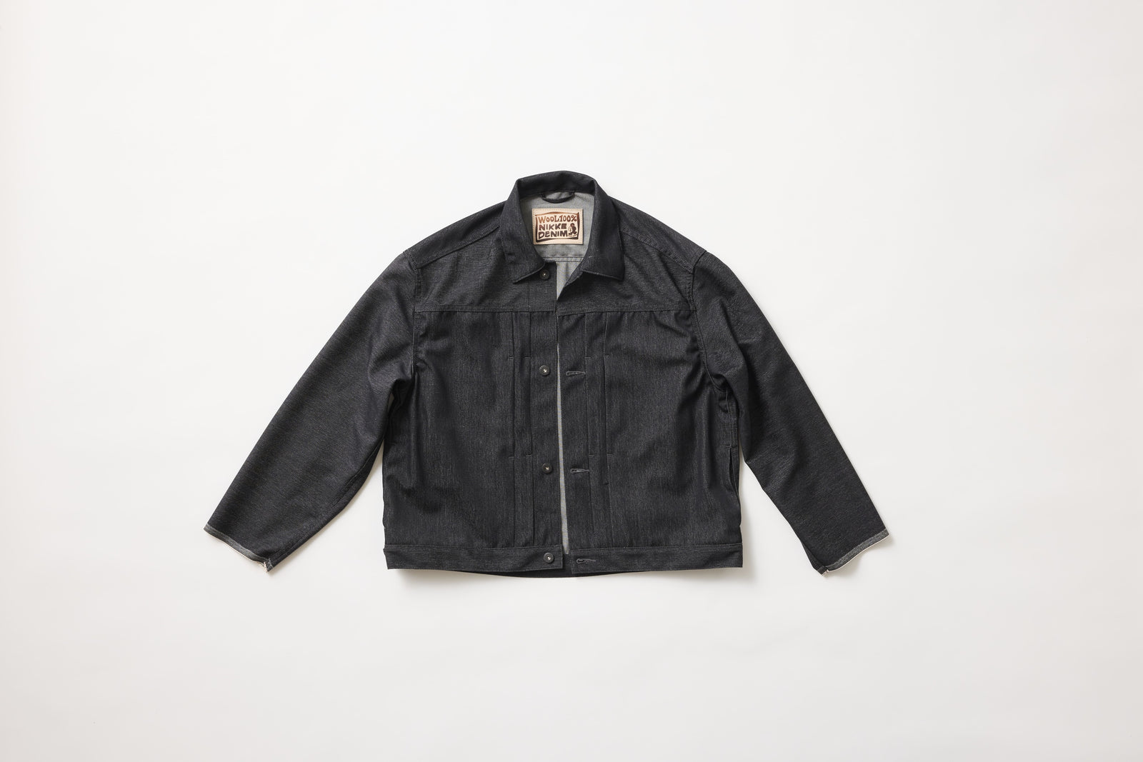 春秋)スーパーファインメリノウール100%ワイドショートデニム