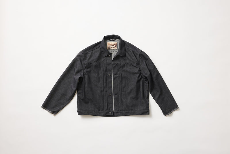 (春秋)スーパーファインメリノウール100%ワイドショートデニムジャケット 17.5μ-Super120‘ｓ