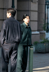 【NEW　冬デニムジャケット】スーパーファインメリノウール100%ワイドショートデニムジャケット 17.5μ-Super120's