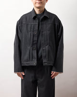 【NEW　冬デニムジャケット】スーパーファインメリノウール100%ワイドショートデニムジャケット 17.5μ-Super120's