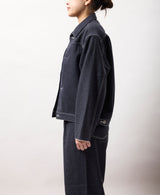 【NEW　冬デニムジャケット】スーパーファインメリノウール100%ワイドショートデニムジャケット 17.5μ-Super120's