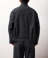 【NEW　冬デニムジャケット】スーパーファインメリノウール100%ワイドショートデニムジャケット 17.5μ-Super120's