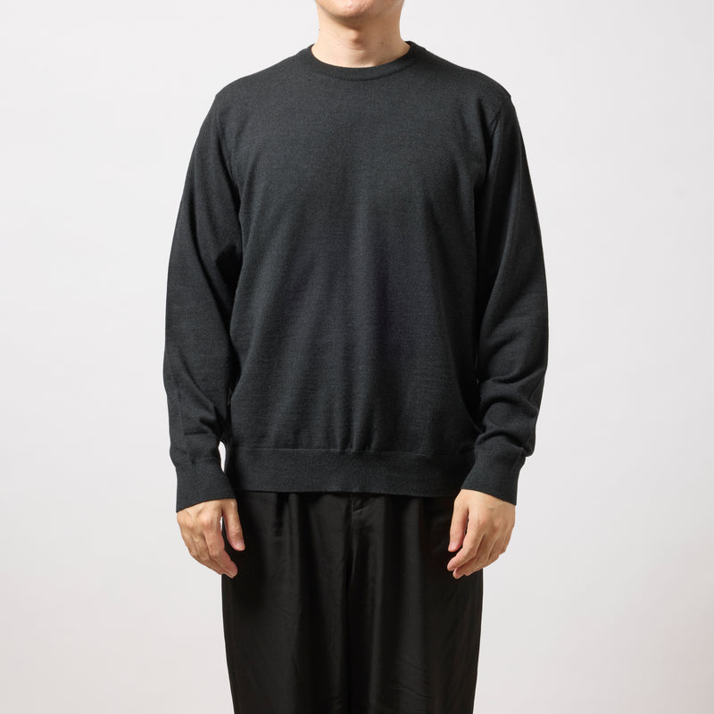 ウルトラファインメリノウール100%クルーネックセーター　15.5μ-Super160's