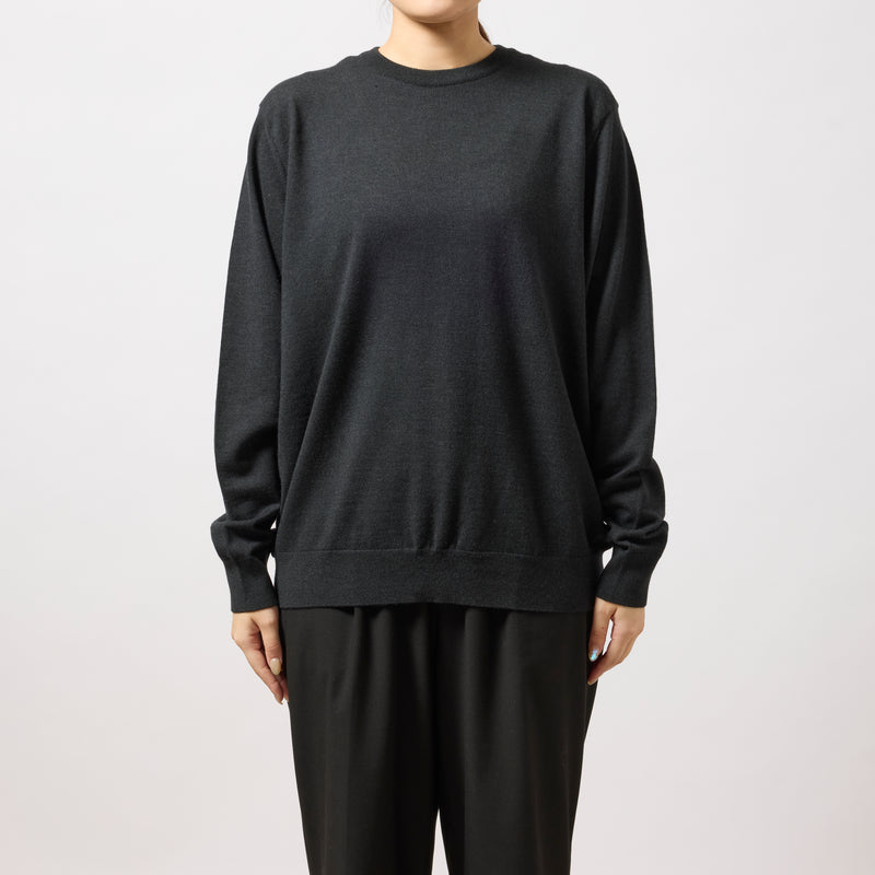 ウルトラファインメリノウール100%クルーネックセーター　15.5μ-Super160's