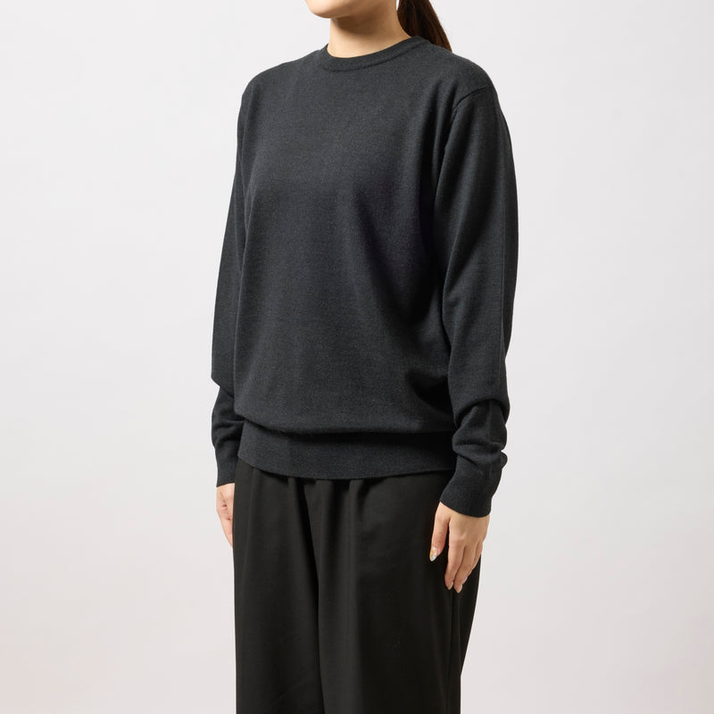 ウルトラファインメリノウール100%クルーネックセーター　15.5μ-Super160's