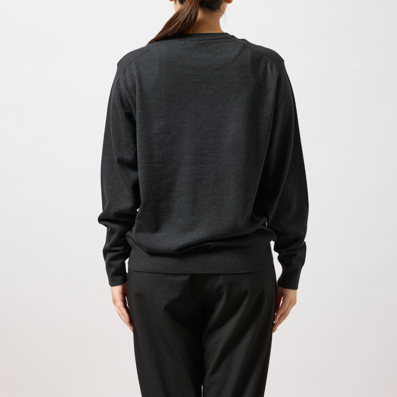 ウルトラファインメリノウール100%クルーネックセーター　15.5μ-Super160's