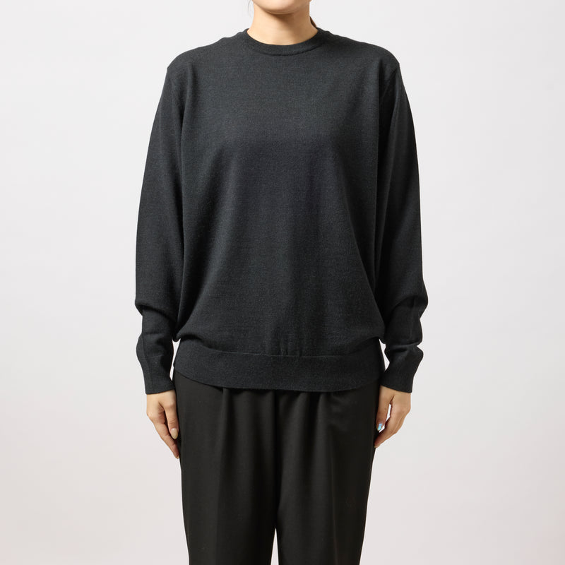 ウルトラファインメリノウール100%クルーネックセーター　15.5μ-Super160's