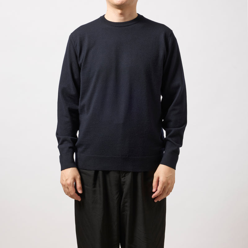 ウルトラファインメリノウール100%クルーネックセーター　15.5μ-Super160's