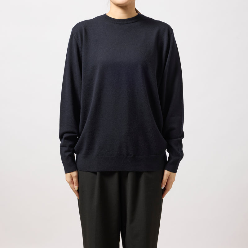 ウルトラファインメリノウール100%クルーネックセーター　15.5μ-Super160's