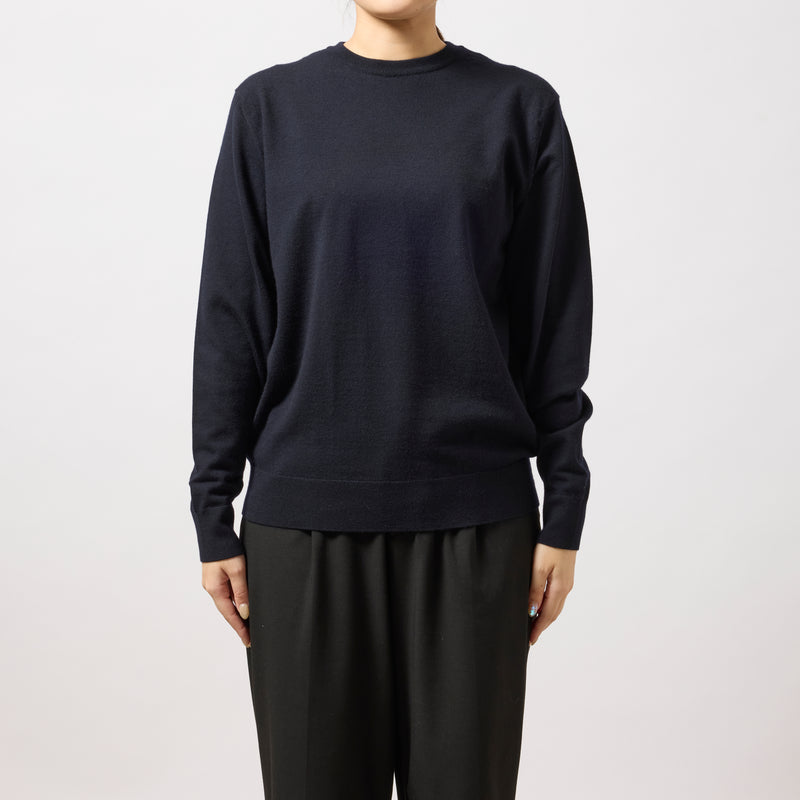 ウルトラファインメリノウール100%クルーネックセーター　15.5μ-Super160's