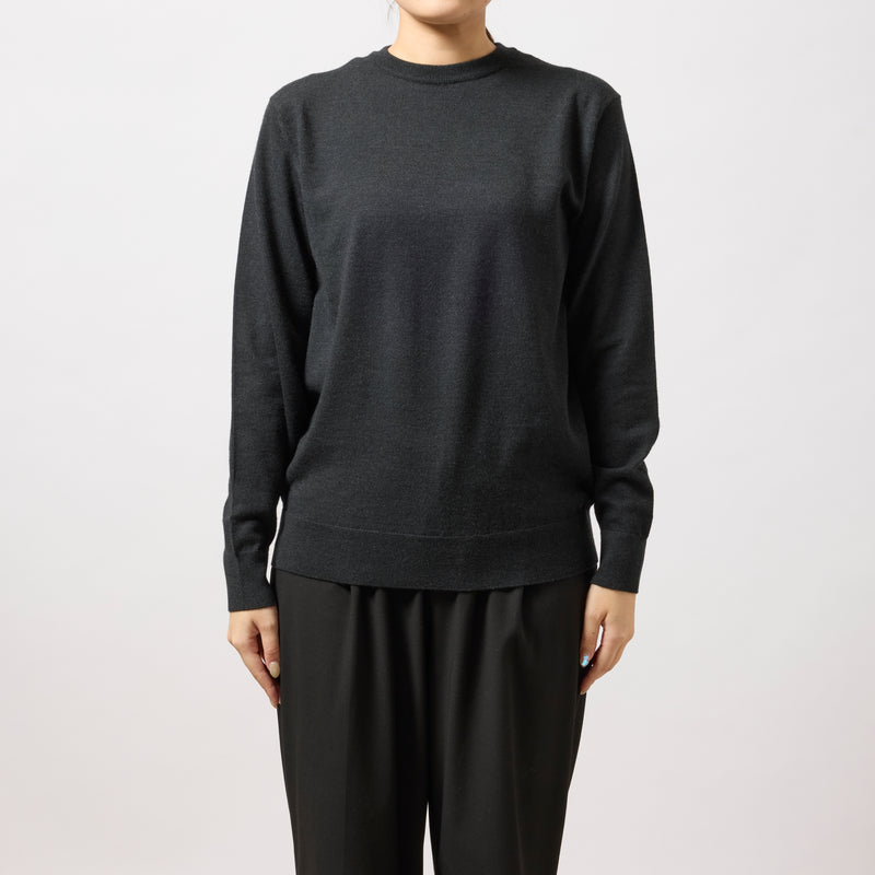 ウルトラファインメリノウール100%クルーネックセーター　15.5μ-Super160's