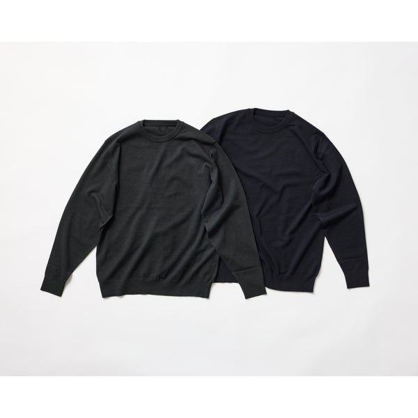 ウルトラファインメリノウール100%クルーネックセーター　15.5μ-Super160's