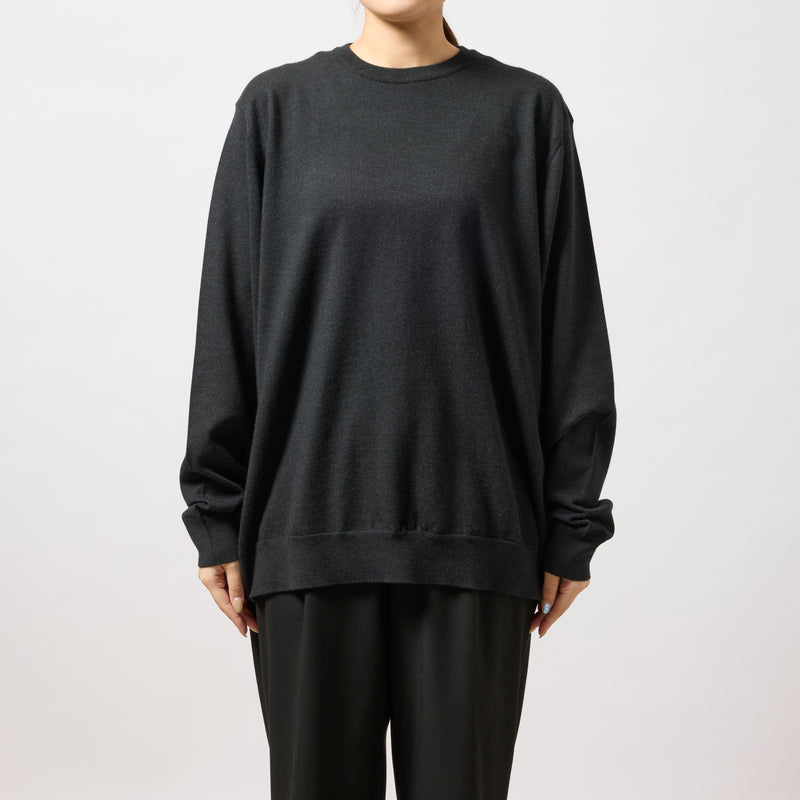 ウルトラファインメリノウール100%クルーネックセーター　15.5μ-Super160's