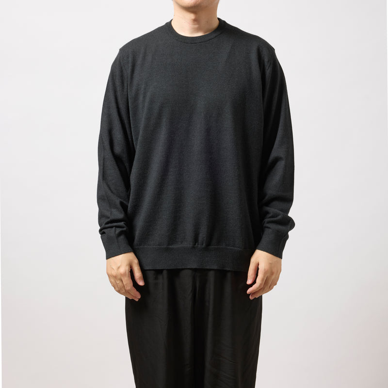 ウルトラファインメリノウール100%クルーネックセーター　15.5μ-Super160's