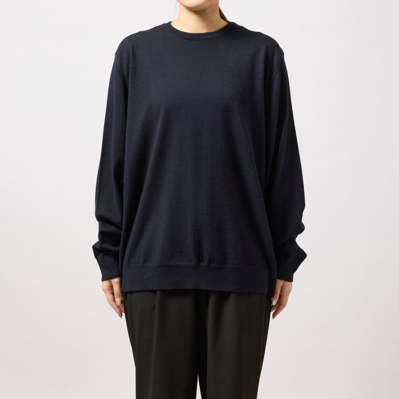 ウルトラファインメリノウール100%クルーネックセーター　15.5μ-Super160's