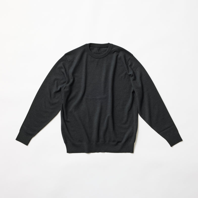 ウルトラファインメリノウール100%クルーネックセーター　15.5μ-Super160's