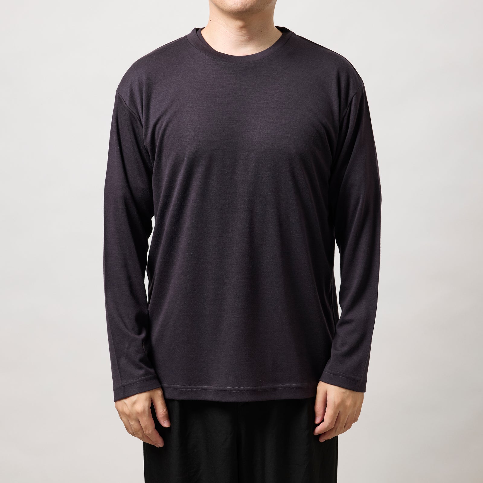 ウルトラファインメリノウール100%ロングスリーブTシャツ 14.5μ