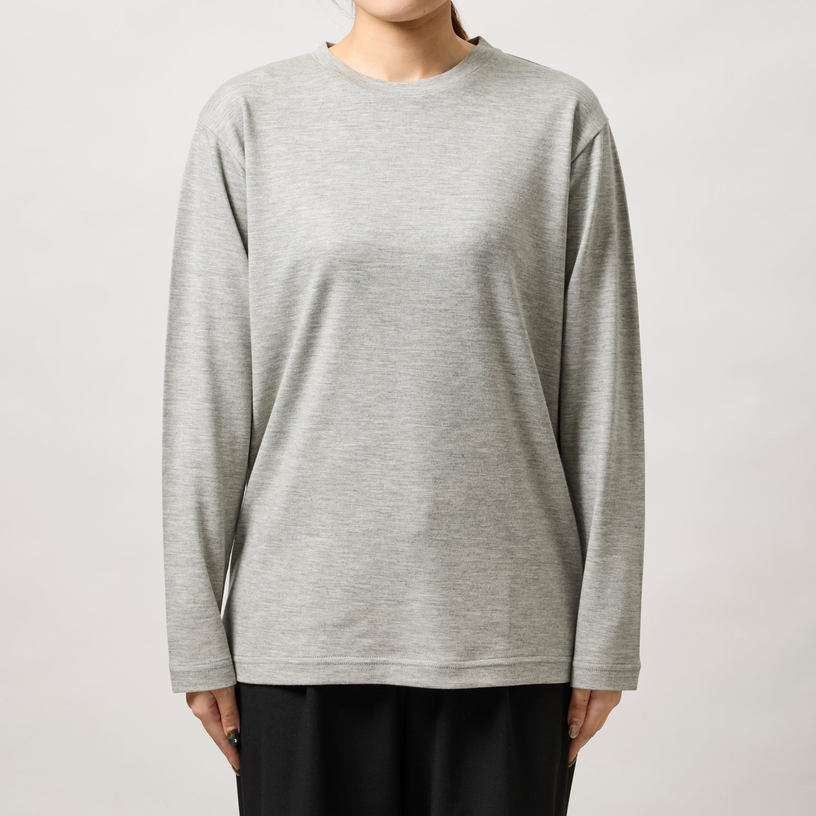 ウルトラファインメリノウール100%ロングスリーブTシャツ 13.5μ