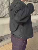 (春秋)スーパーファインメリノウール100%ワイドショートデニムジャケット 17.5μ-Super120‘ｓ