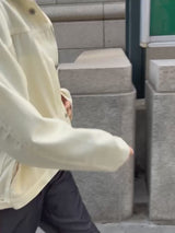 (春秋)スーパーファインメリノウール100%ワイドショートデニムジャケット 17.5μ-Super120‘ｓ